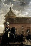 VELAZQUEZ, Diego Rodriguez de Silva y Prince Baltasar Carlos with the Count-Duke of Olivares at the Royal Mews oil painting reproduction